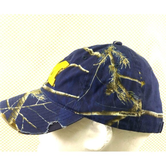 University Of Michigan Wolverines Blue Camo Distressed Baseball Cap Embroidered - Picture 5 of 7